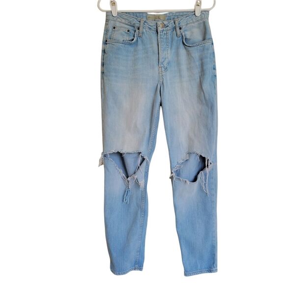 Topshop Jeans Size 28”x34 Moto Hayden Distressed loose fit light wash - Picture 1 of 9